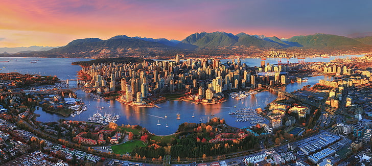 English Bay Vancouver, travel, mountain range, vacations, urban skyline Free HD Wallpaper