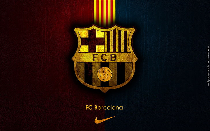 FC Barcelona Logo, banner, closeup, information, studio shot Free HD Wallpaper