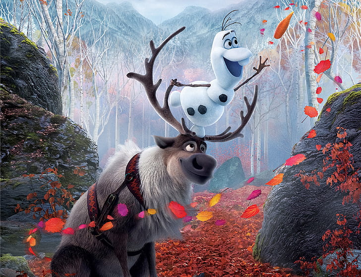 Frozen Movie Olaf and Sven, frozen 2, movie, sven frozen, olaf frozen Free HD Wallpaper