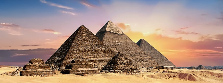 Great Pyramid of Giza History, famous place, header, built structure, shape Free HD Wallpaper