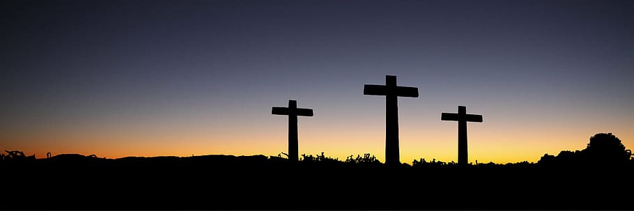 He Is Risen Easter Cross, belief, back lit, sunset, cross shape Free HD Wallpaper