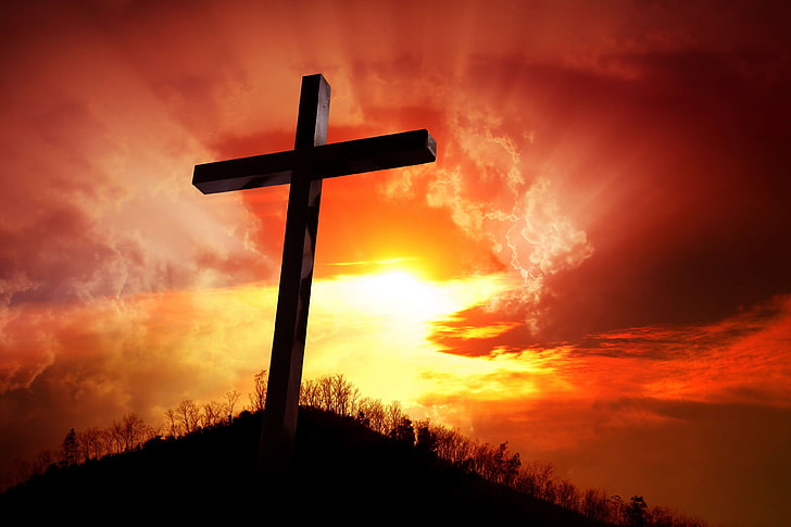 He Is Risen Easter Cross, cross shape, silhouette, no people, spirituality Free HD Wallpaper