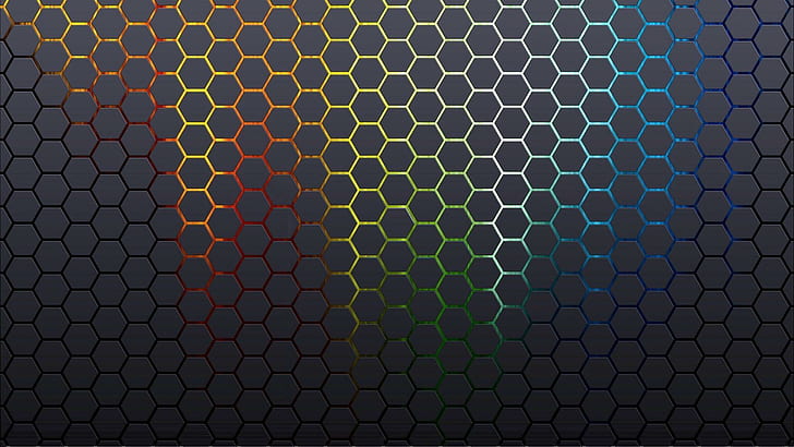 Hexagon Gradient, glowing, honeycomb, green, abstract Free HD Wallpaper