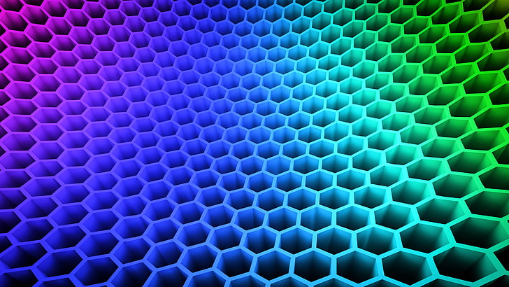 Hexagon Honeycomb, symmetry, multicolor, colorful, pattern Free HD Wallpaper