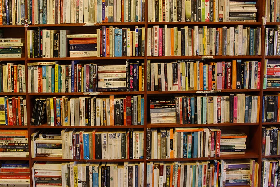 Home Library Bookshelves, design, education, textbook, reading Free HD Wallpaper