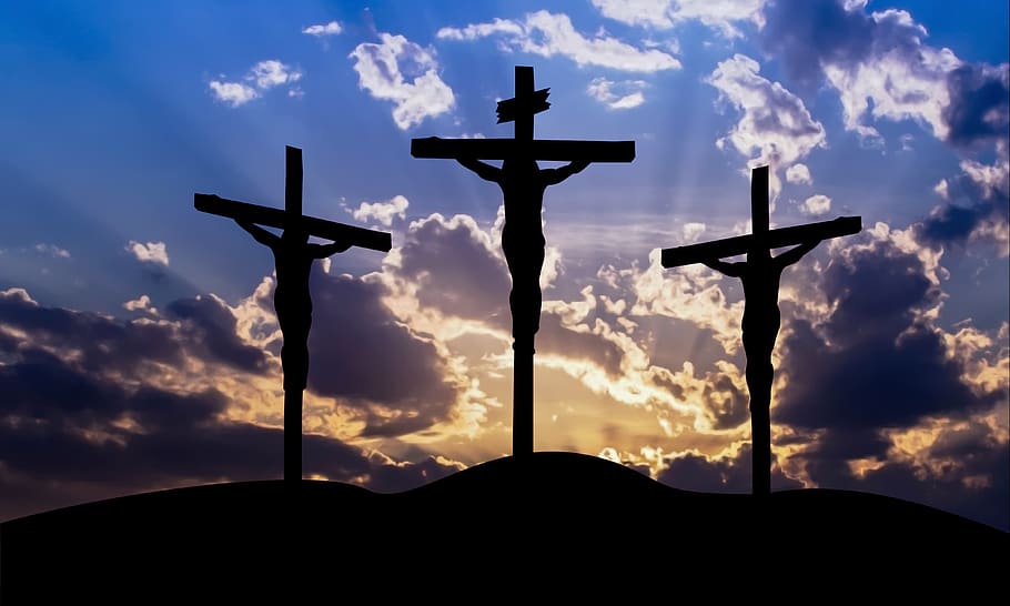 Jesus Christ On Cross Art, silhouette, sunset, outdoors, resurrection Free HD Wallpaper