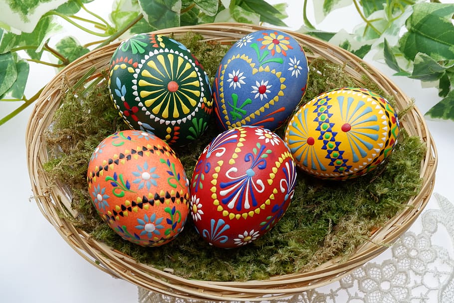 Mexican Easter Eggs, shape, colorful eggs, craft, spring Free HD Wallpaper