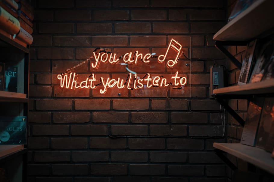 Music Quotes Soul, neon orange, illuminated, information sign, business Free HD Wallpaper