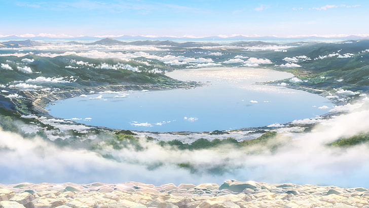 Name Your Anime Lake, outdoors, nonurban scene, cloud  sky, landscape Free HD Wallpaper
