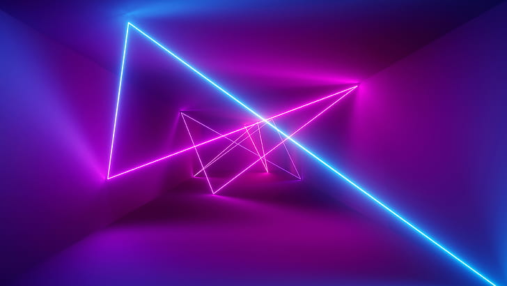 Neon Blue PC, purple, artistic, light, huawei Free HD Wallpaper