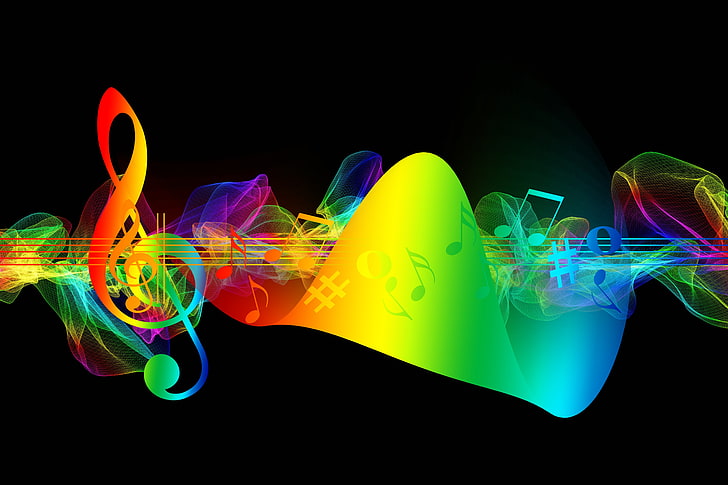 Neon Rainbow Music, abstract, swirl, blurred motion, technology Free HD Wallpaper