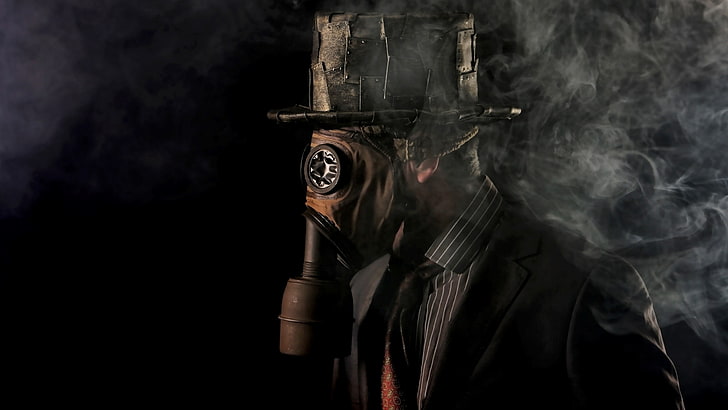 Nuclear Gas Mask, dark, vintage, man, tie