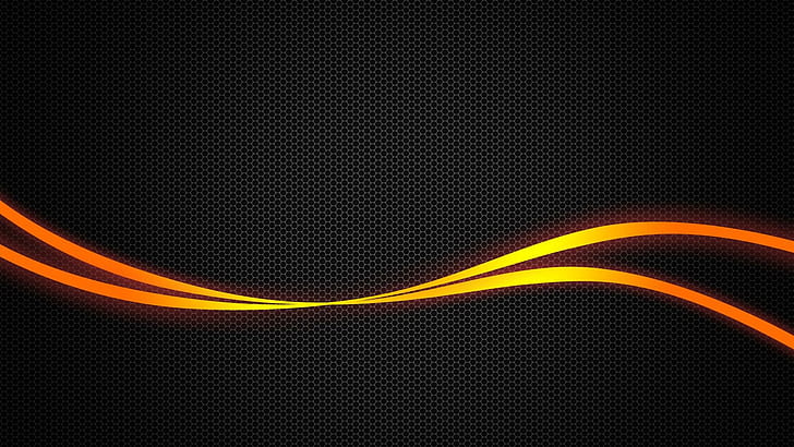 Orange and Black Vector, art, abstract, honeycomb, hexagon Free HD Wallpaper