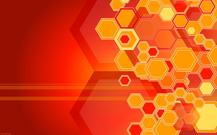 Orange Tile Pattern, digitalartwork, abstract, honeycomb, red Free HD Wallpaper