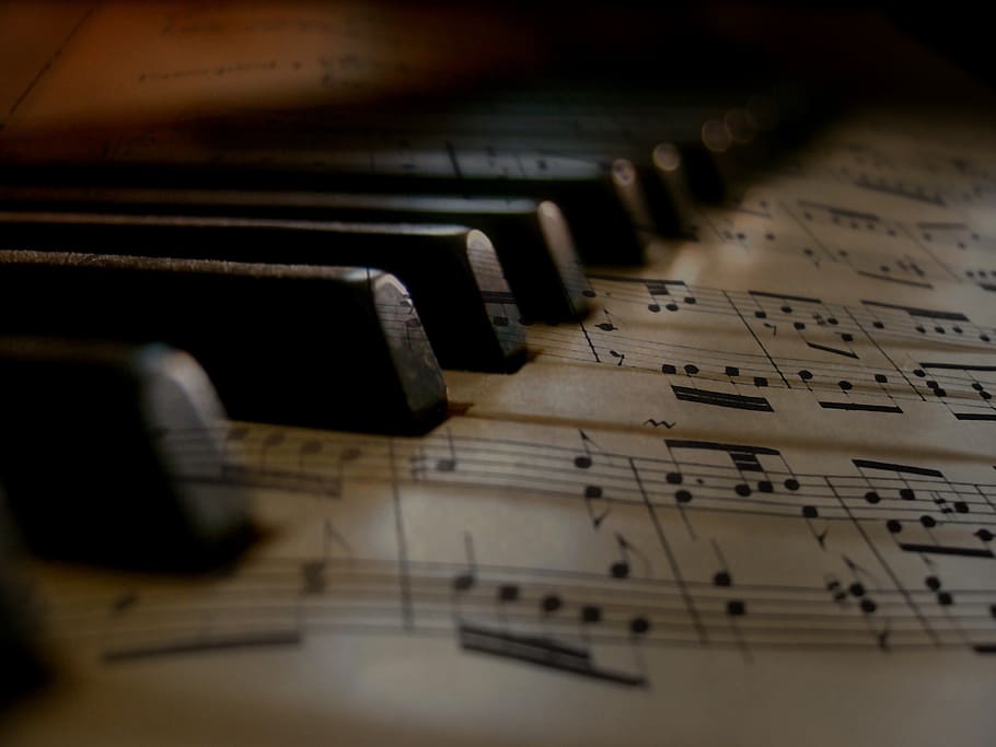 Piano Key Stickers, selective focus, musical note, musical equipment, no people Free HD Wallpaper
