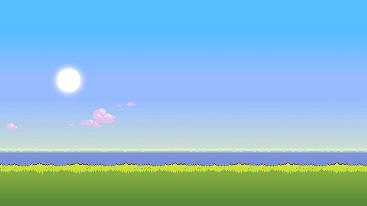 Pixel Art Characters, land, bright, wind, copy space Free HD Wallpaper