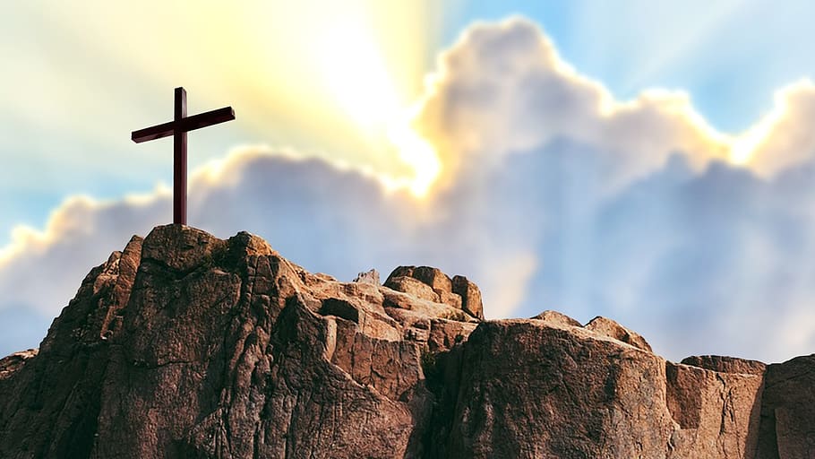 Resurrection Jesus Christ Cross, scenics  nature, cliff, golgotha, religious equipment Free HD Wallpaper