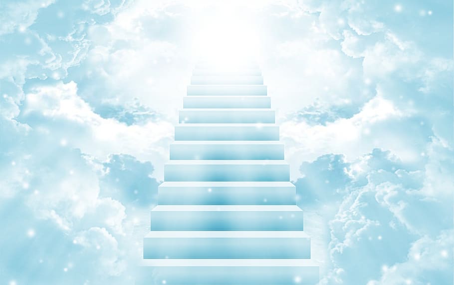 Stairway Angels God, white color, moving up, low angle view, easter Free HD Wallpaper