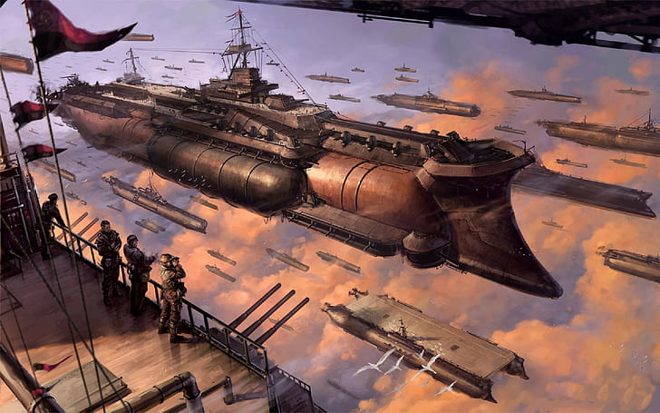 Steampunk Airship, airships, steampunk Free HD Wallpaper