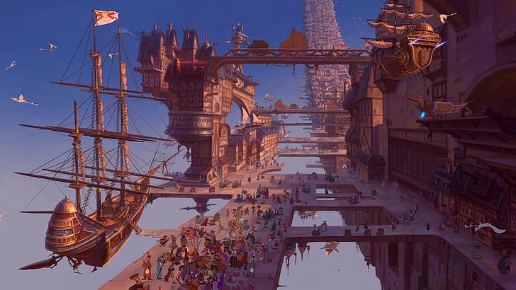 Treasure Planet Concept Art, treasure planet, steampunk airship, Disney, disney