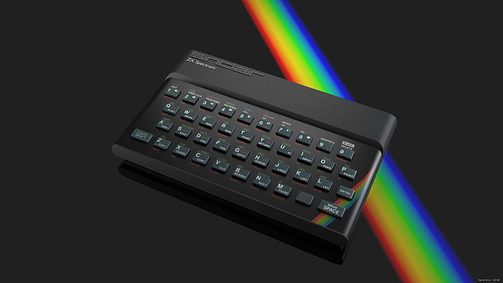 ZX Spectrum Controller, black background, communication, electrical equipment, rainbow Free HD Wallpaper