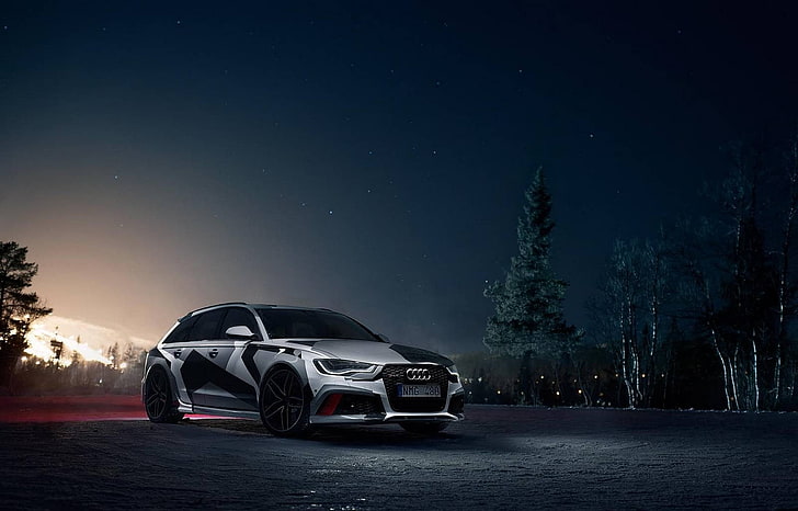 Audi RS6 Avant C7, no people, star  space, illuminated, land vehicle