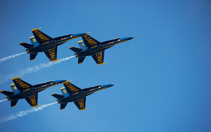 Blue Angels Maneuvers, blue angels, us navy, blue sky Free HD Wallpaper