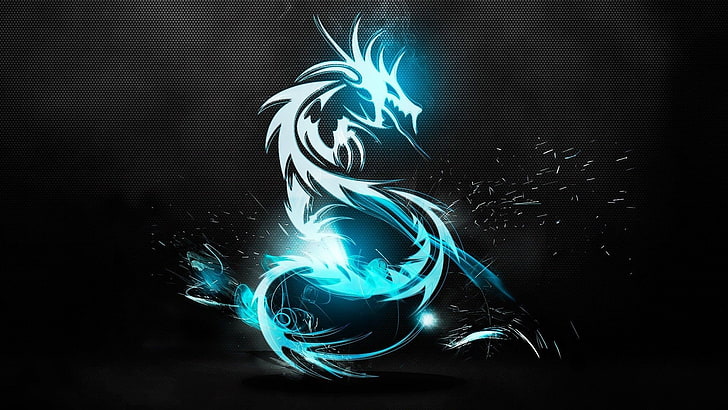 Blue Dragon, flowing, no people, design, studio shot