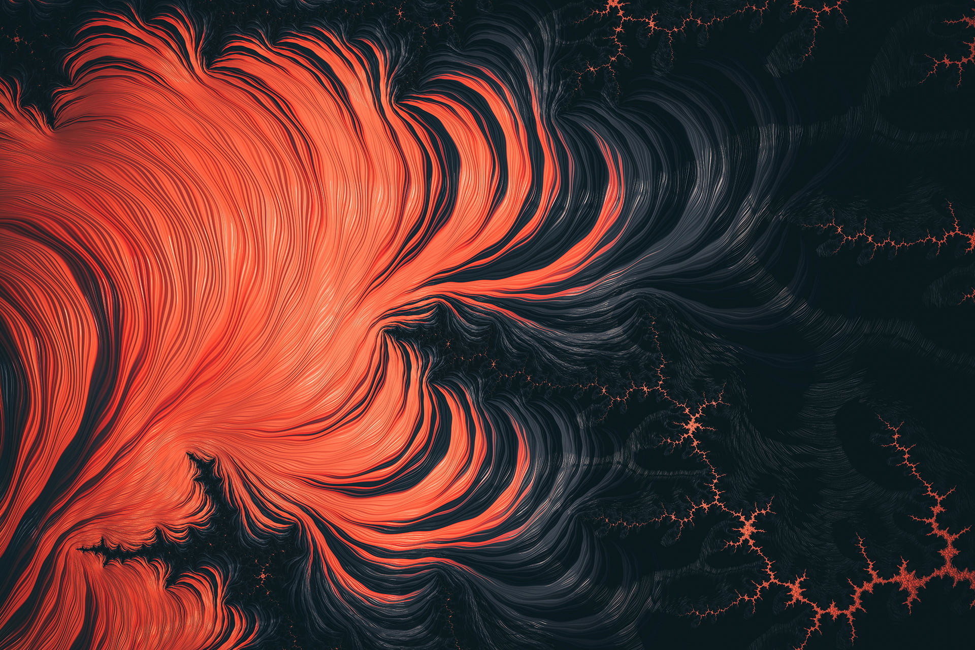 Burnt Orange Wall Art, flowing, black color, space, vulcan