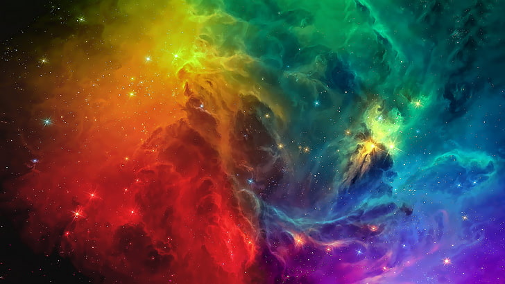 Colorful Space Nebula, abstract, glowing, curve, shiny Free HD Wallpaper