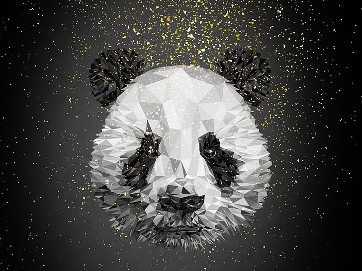 Cool Panda Art, white color, studio shot, closeup, indoors Free HD Wallpaper