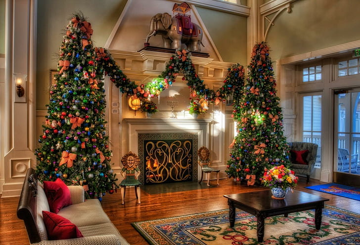 Disney Christmas Yard Decorations, christmas, trees, fireplace,, decor Free HD Wallpaper