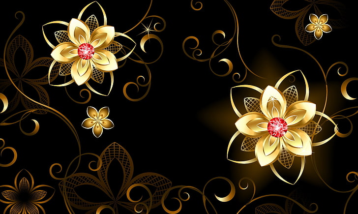 DIY Flower Canvas Wall Art, black background, glowing, summer, computer graphic Free HD Wallpaper