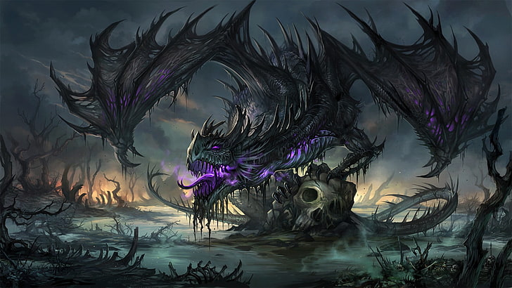 Dragon Monster Art, animal themes, animals in the wild, artwork, swimming