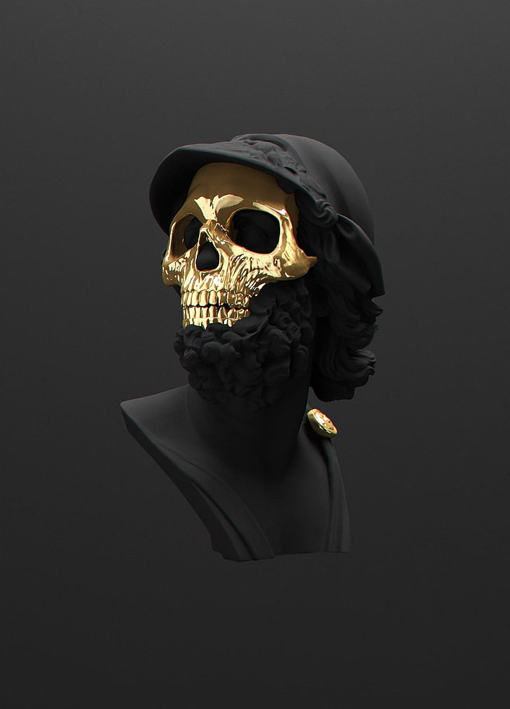 Golden Skull Art, celebration, studio shot, single object, luxury Free HD Wallpaper