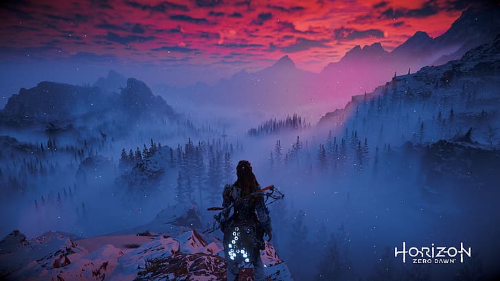 Horizon Zero Dawn Landscape, aloy horizon zero dawn, video games, screen shot, horizon zero dawn frozen wilds Free HD Wallpaper