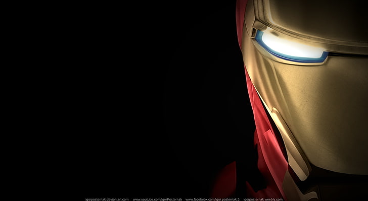 Iron Man, illuminated, gold colored, lighting equipment, studio shot Free HD Wallpaper