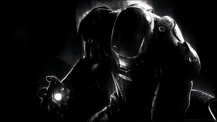 Iron Man Outline, black background, iron, focus on foreground, disguise