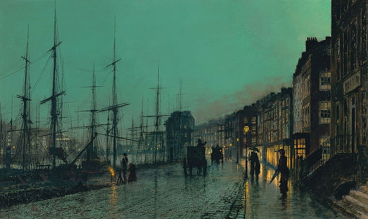 John Stobart, path, street, dock, john atkinson grimshaw Free HD Wallpaper