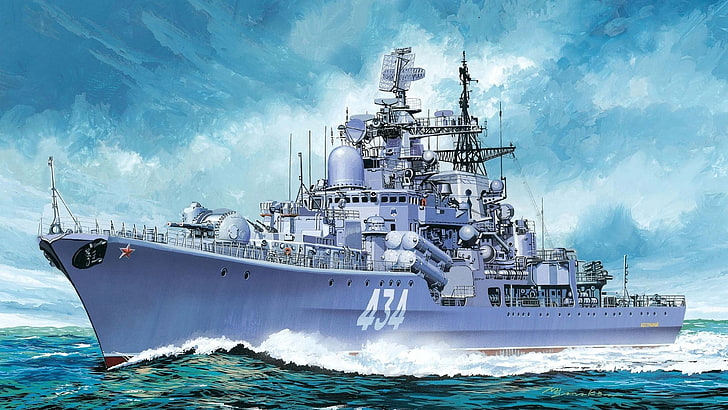 Modern Battlecruiser, water, russian navy, shipping, sailboat