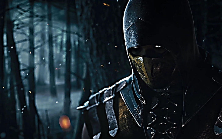 Mortal Kombat Cyber Scorpion, forest, mortal kombat x, mortal, disguise