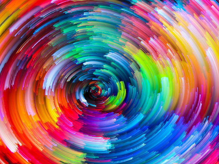 Multi Colored Abstract Painting, geometric shape, full frame, motion, psychedelic Free HD Wallpaper