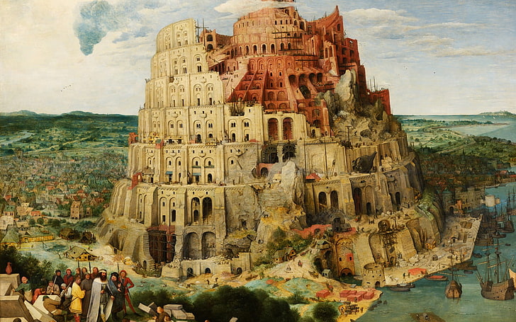 Nimrod Tower of Babel, history, group of people, large group of people, the past Free HD Wallpaper