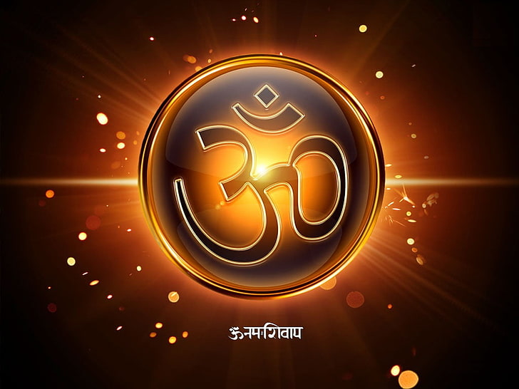 Om Symbol Stencil, electricity, shiny, text, glowing Free HD Wallpaper
