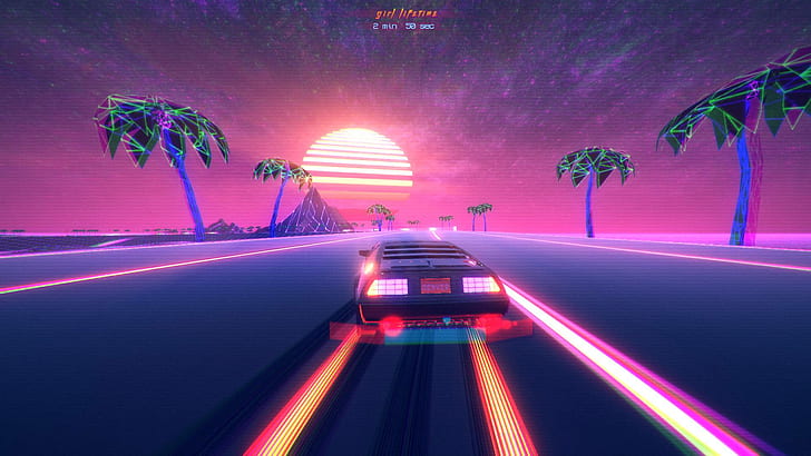 Retro Waves, outdrive, chillwave, neon, pink Free HD Wallpaper