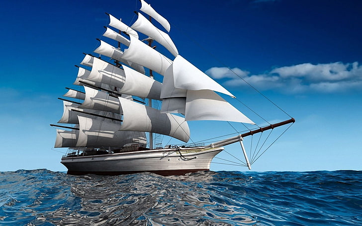 Sailboat, warship, travel, nautical equipment, motion Free HD Wallpaper