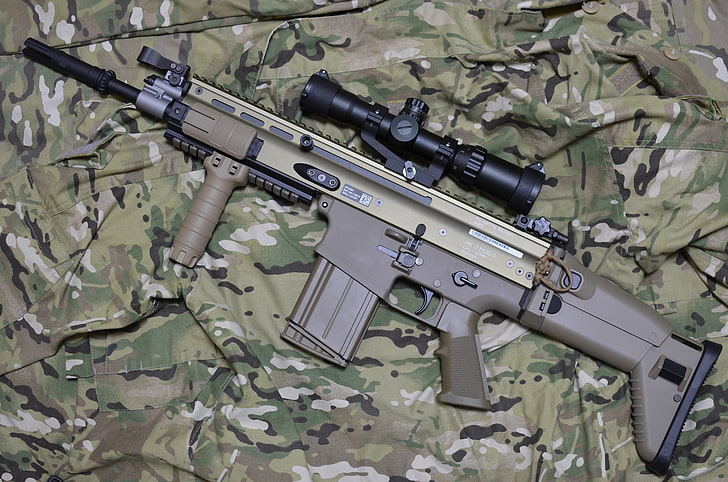 SCAR-L Rifle, armed forces, fighting, ammunition, shooting a weapon