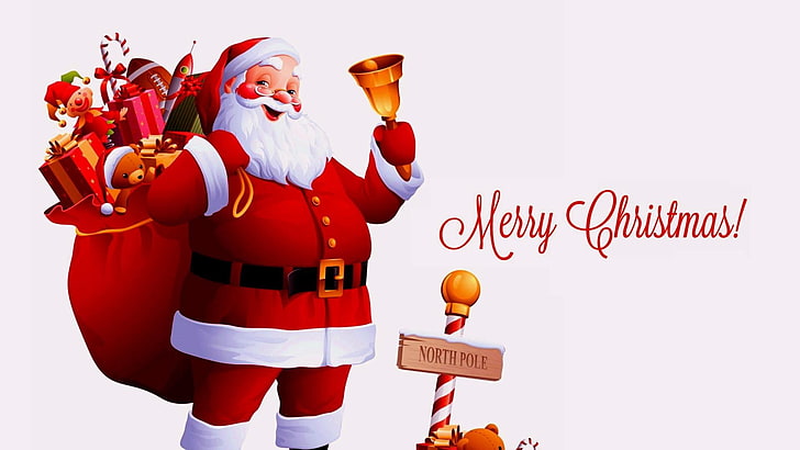 Show-Me of Santa Claus, holding, text, container, western script Free HD Wallpaper