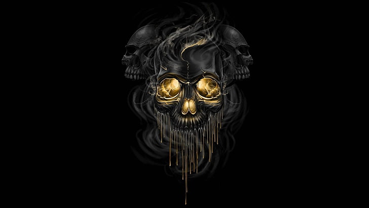 Skulls Realistic Black, craft, smoke  physical structure, water, pattern Free HD Wallpaper