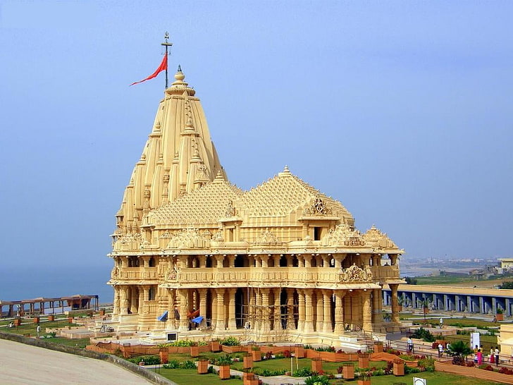 Somnath, temple, tower, city, clear sky Free HD Wallpaper